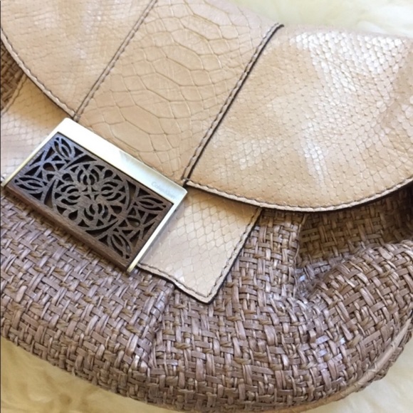 Calvin Klein Straw & Leather Shoulder Bag - Picture 2 of 8